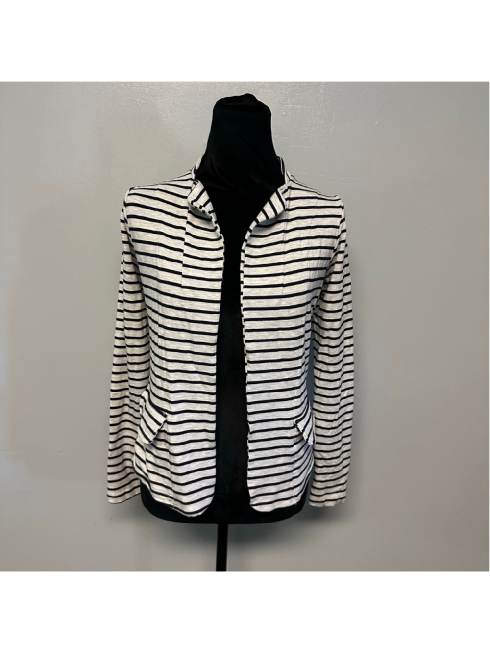 Anthropology Dolan Striped Open Front Blazer Size Small White Black